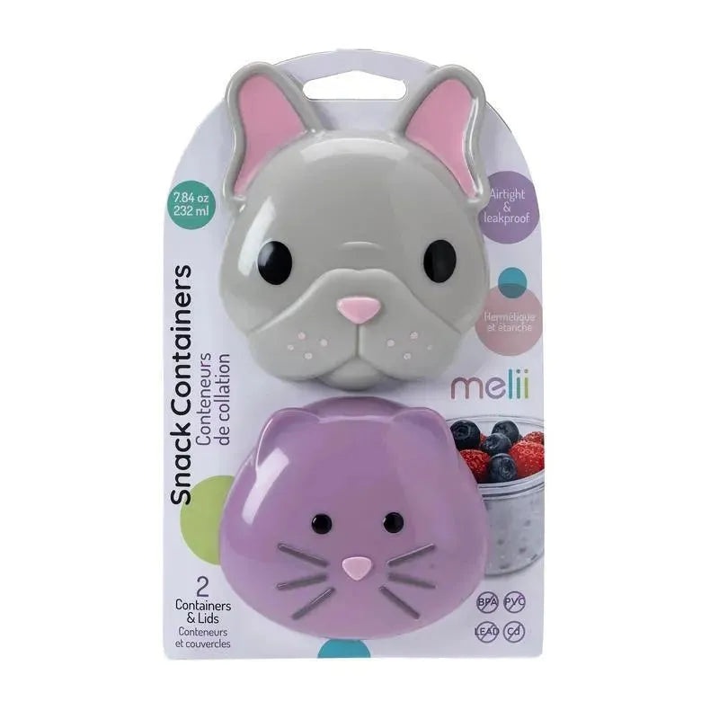 Melii – 2Pk Bulldog & Cat Snack Container