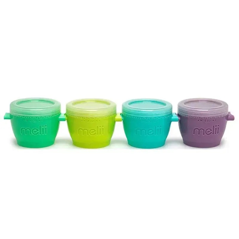 Melii – 4Pk Snap & Go Baby Food Storage Containers with Lids, Multicolour, 4 Oz