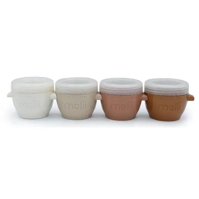 Melii – 4Pk Snap & Go Baby Food Storage Containers with lids, Neutrals, 4 Oz