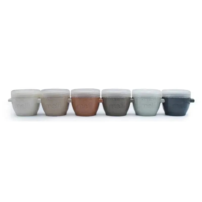 Melii – 6Pk Snap & Go Baby Food Storage Containers with lids, Earth Tones, 2 Oz