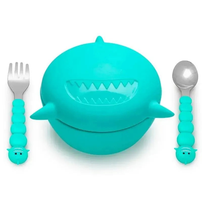 Melii – Silicone Shark Bowl With Lid & Utensils