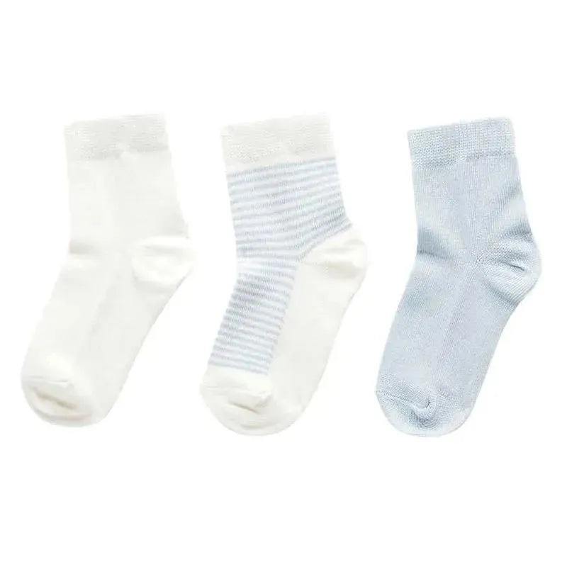 Pure Baby – 3Pk Baby Boy Organic Sock Set, Pale Blue Pack