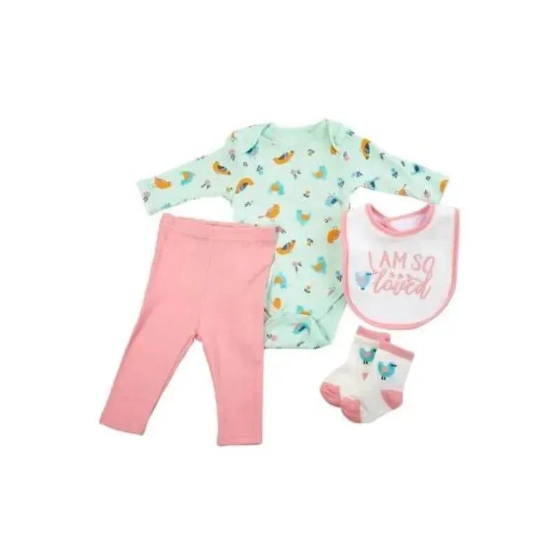 Rene Rofe – 4Pk Baby Girl Bird Bodysuit & Pants Set