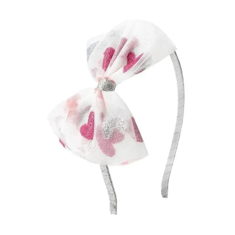 Sweet Wink – Valentine’s Day Glitter Heart Tulle Bow Headband