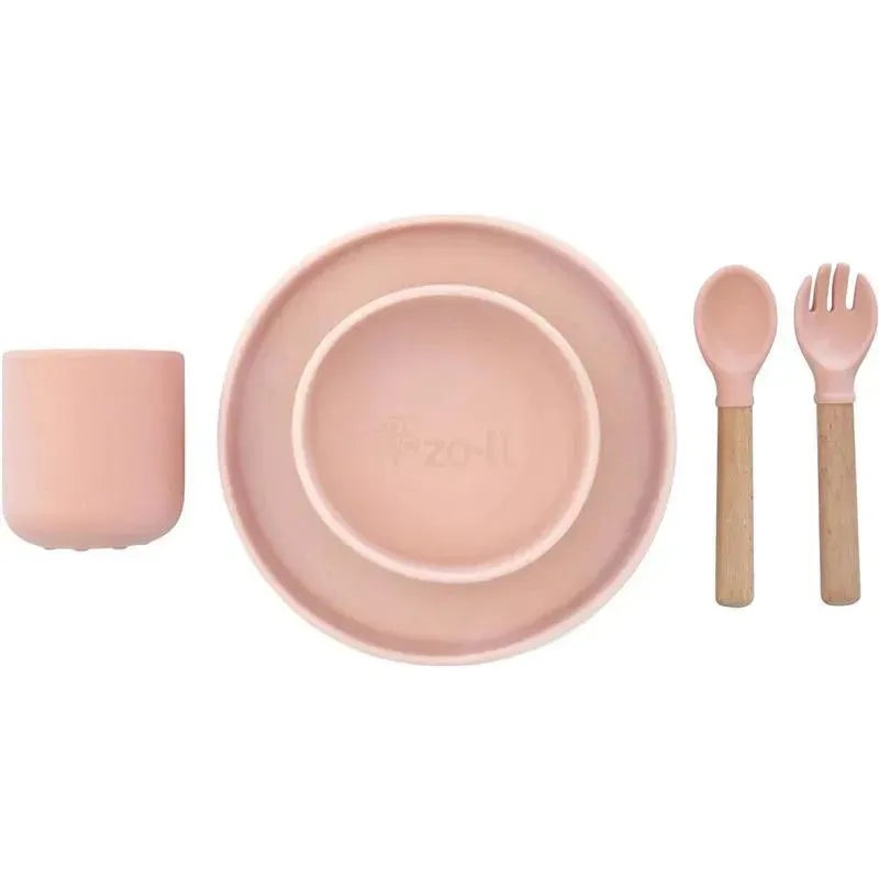 Zoli – 5Pk Silicone Kids Dishware Set, Rose Pink