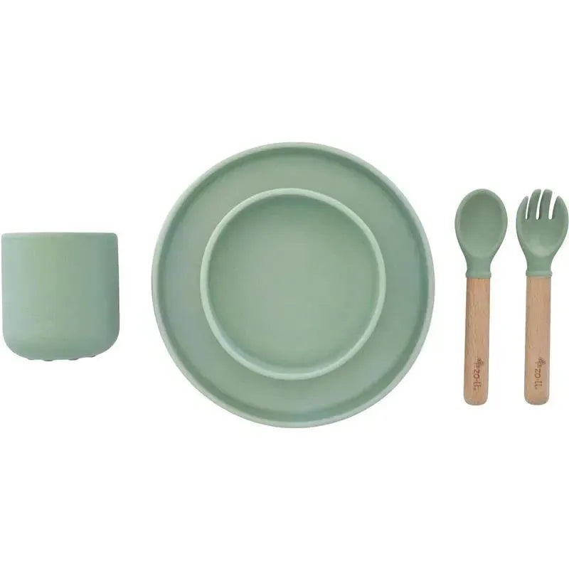 Zoli – 5Pk Silicone Kids Dishware Set, Sage Green