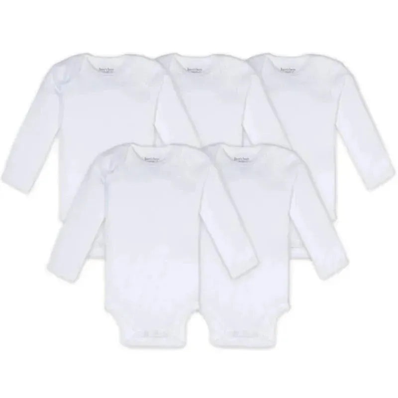 Burts Bees – 5Pk Bee Essential Long Sleeve Bodysuit, Cloud