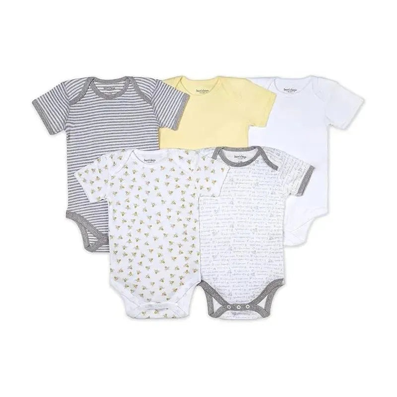 Burts Bees – 5Pk Short Sleeve Bodysuits, Sunshine