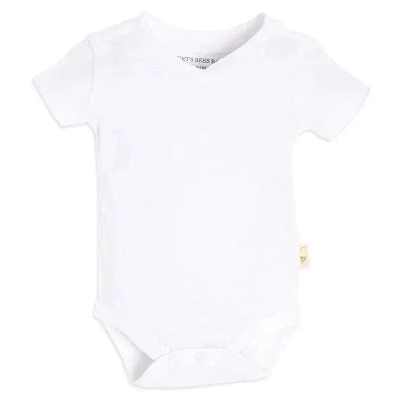 Burts Bees – Short Sleeve Reverse Seam V Neck Bodysuit, Cloud