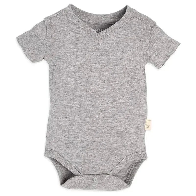 Burts Bees – Short Sleeve Reverse Seam V Neck Bodysuit, Heather Grey