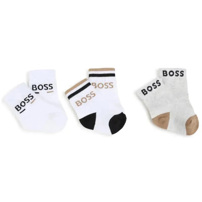 Hugo Boss Baby – 3Pk Socks Set White, Black & Beige
