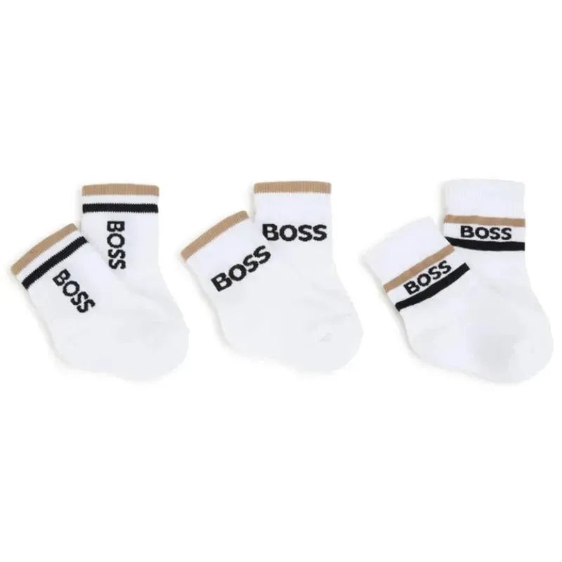 Hugo Boss Baby – 3Pk Socks White & Beige