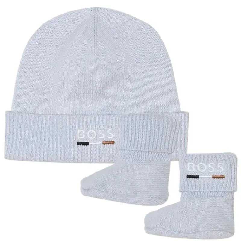 Hugo Boss Baby – Boy Knit Hat & Footie Set, Blue