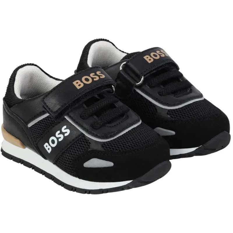 Hugo Boss Baby – Boy Leather Sneakers, Black