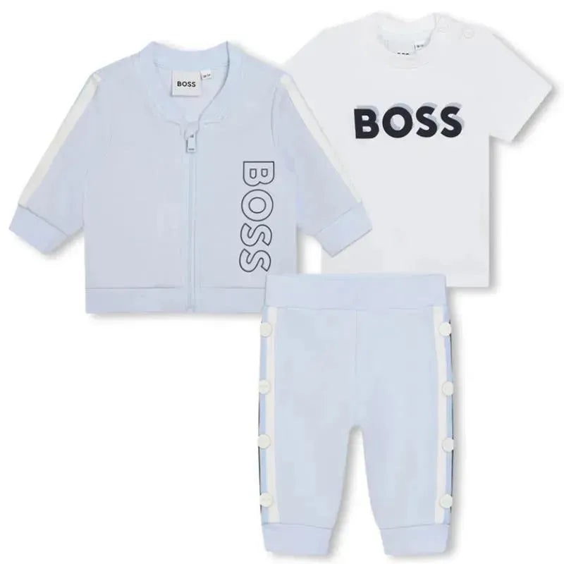 Hugo Boss Baby – Tracksuit & Tee Set Boy, Light Blue And White