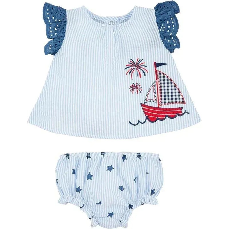 Mud Pie – 2Pk Baby Girls Sailboat Eyelet Pinafore Set