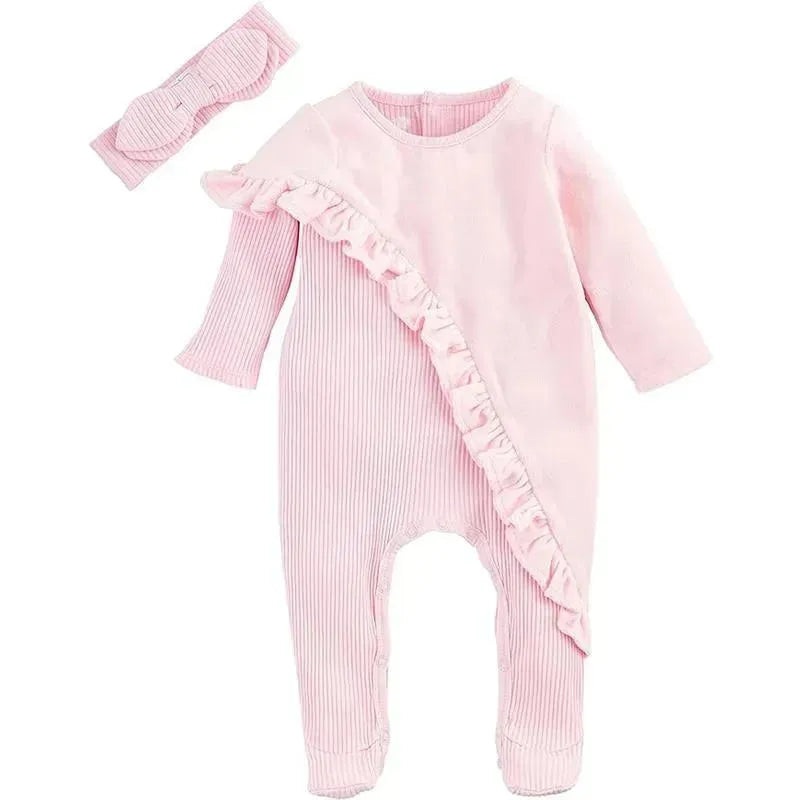 Mud Pie – Pink Velour Sleeper & Headband Set