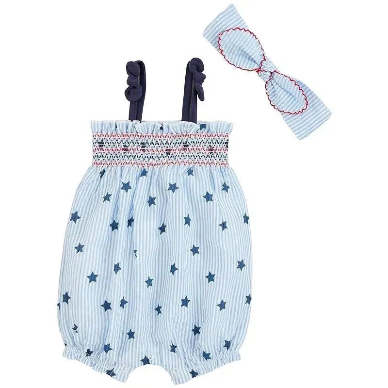 Mud Pie – Printed Seersucker Baby Romper