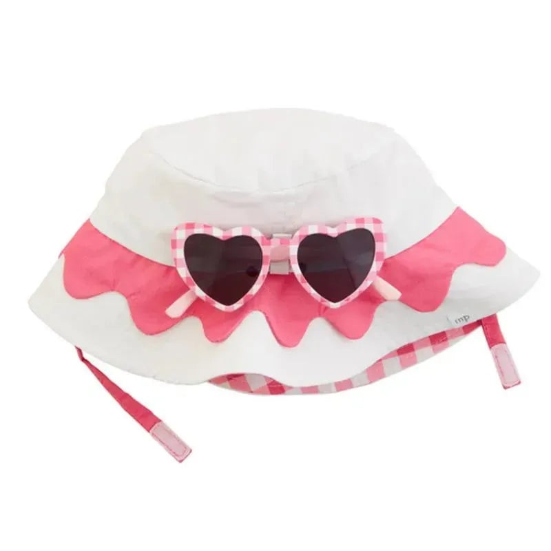 Mud Pie – White Scallop Hat & Sunglasses Set