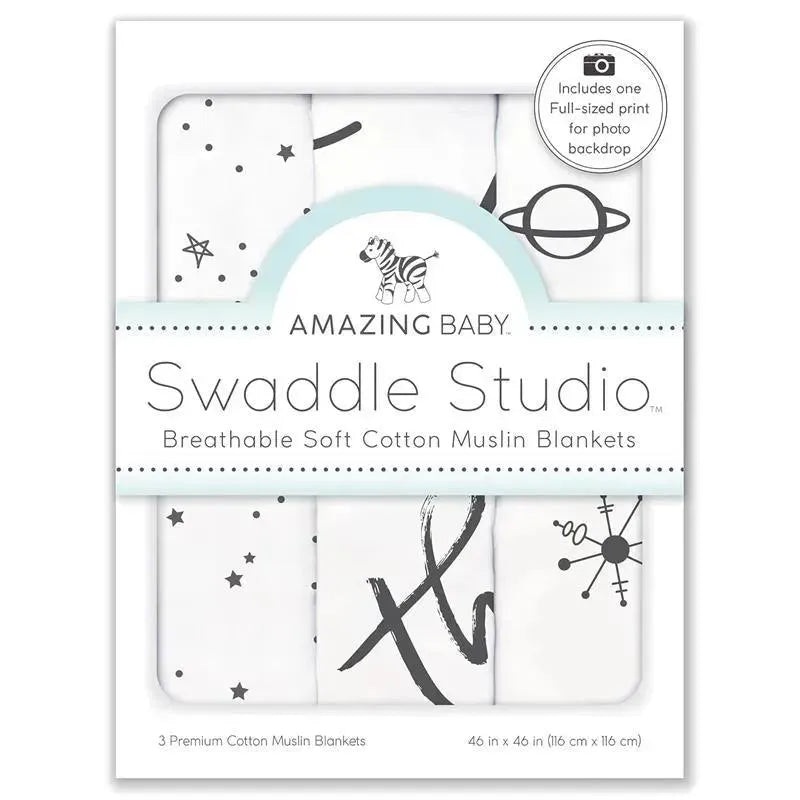 Swaddle Designs – 3Pk Muslin Swaddle Blankets, Love You To The Moon