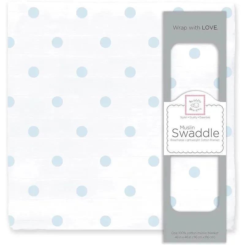 Swaddle Designs – Blue French Dots Muslin Swaddle Blanket
