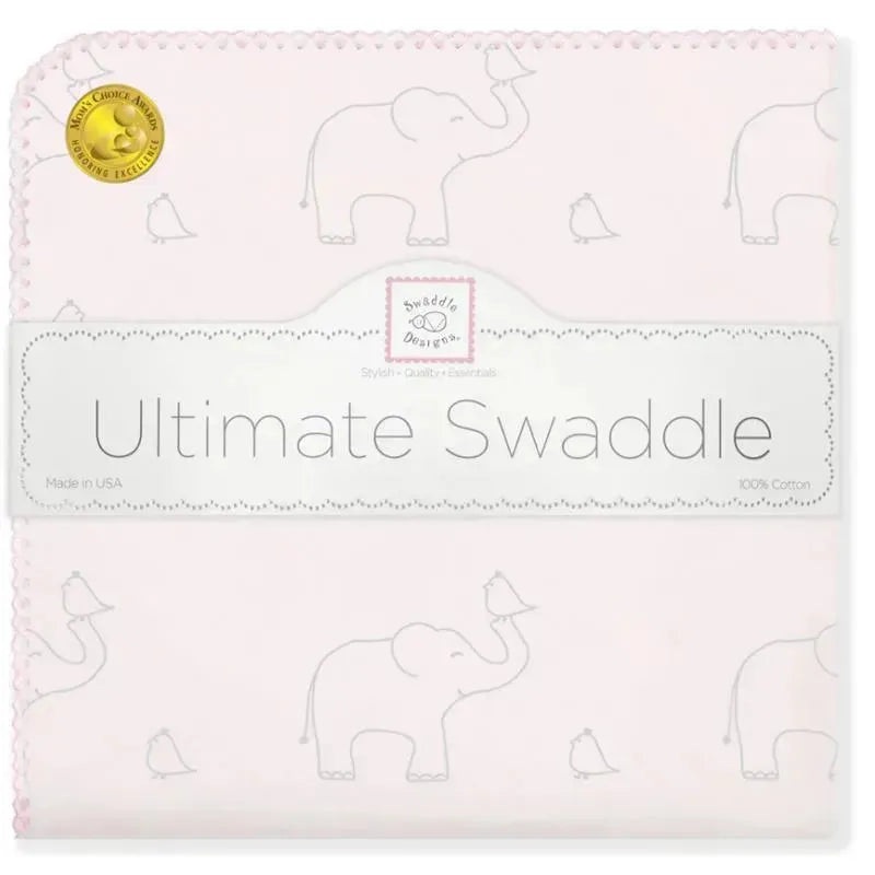Swaddle Designs – Ultimate Swaddle Blanket, Sterling Deco Elephants, Pink