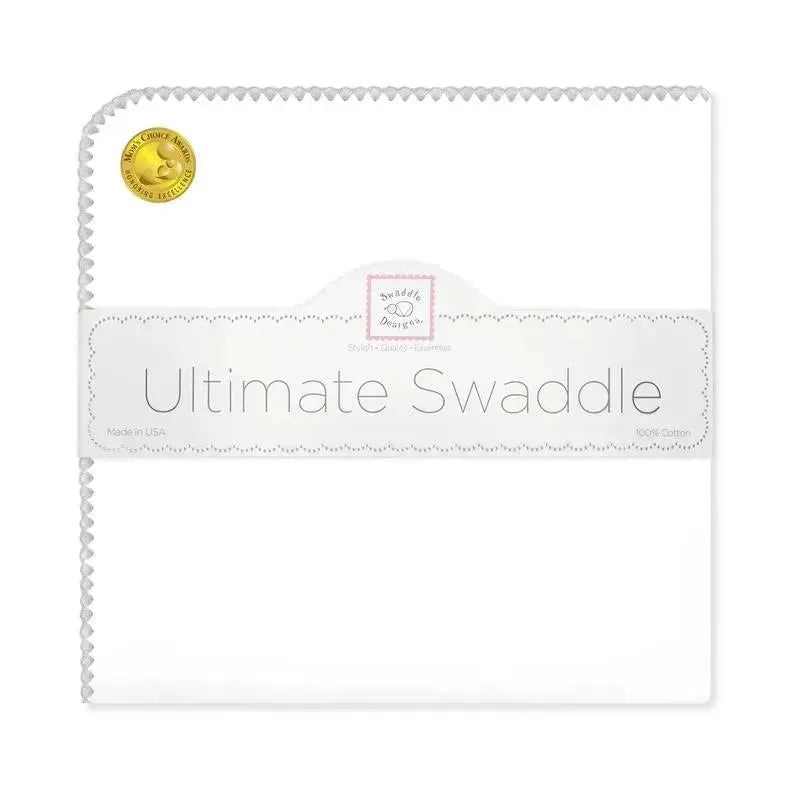 Swaddle Designs – Ultimate Swaddle Blanket, White With Sterling Trim