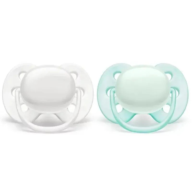 Avent – 2Pk Ultra Soft Pacifier Arctic White & Green, 0/6M