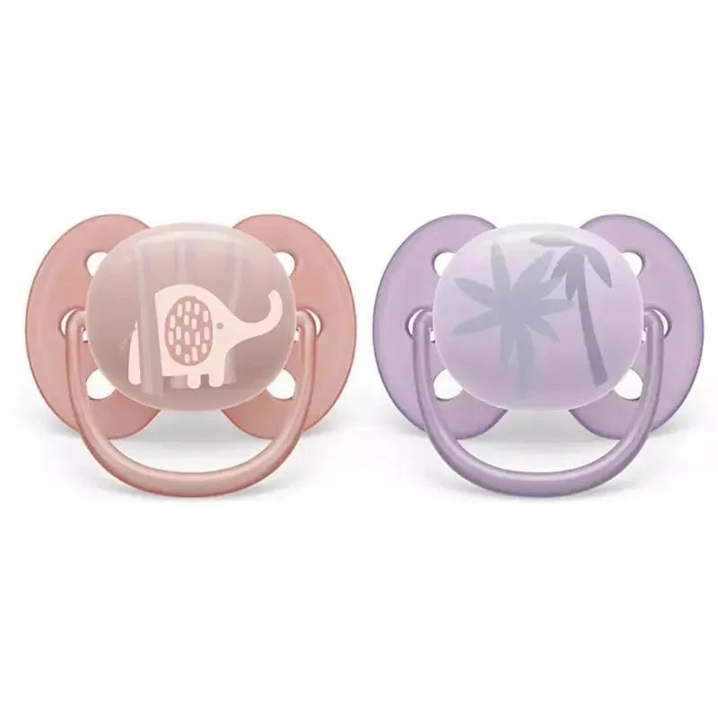 Avent – 2Pk Ultra Soft Pacifier Pink & Lavander, 0/6M