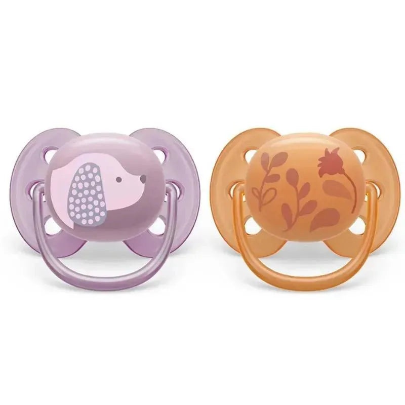 Avent – Ultra Soft Pacifier Orange & Lavander 6/18M