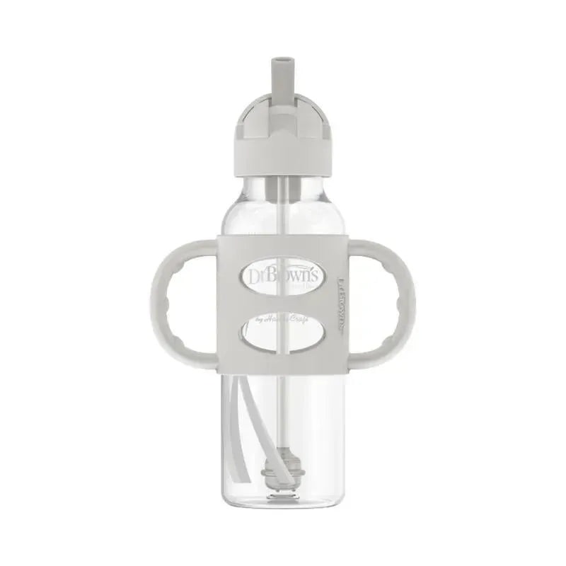 Dr. Brown’s – 8 Oz/ 250 Ml Narrow Sippy Spout Bottle W/ Silicone Handles, Gray, 1-Pack