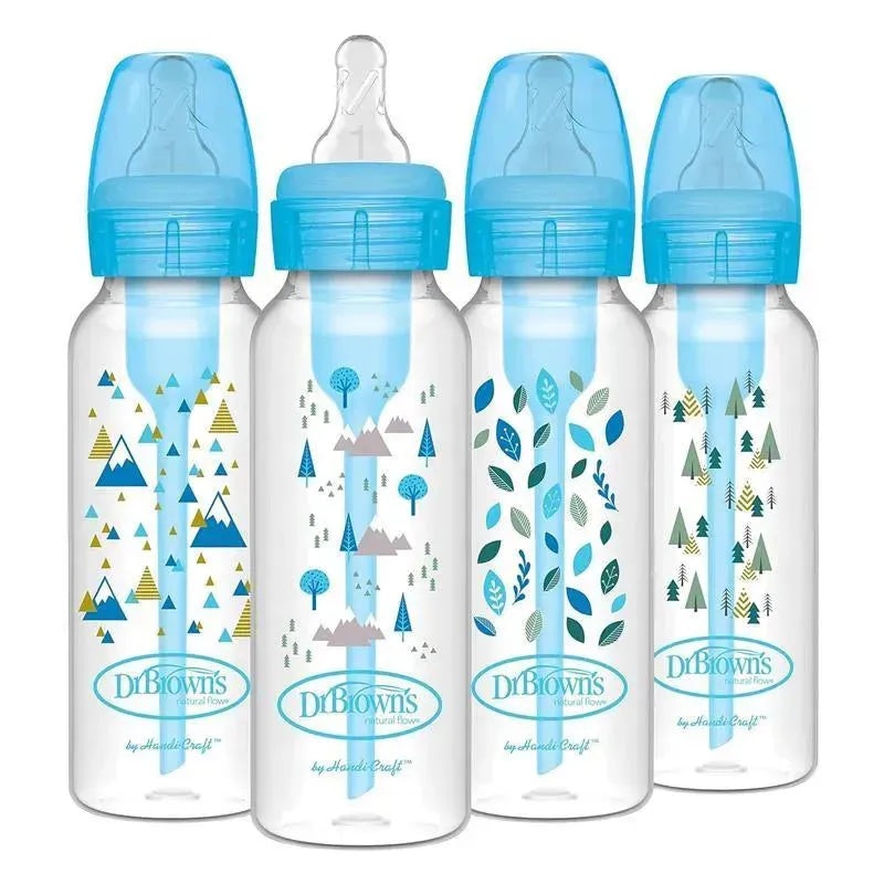 Dr. Brown’s – 8 Oz/ 250 Ml Options+ Narrow Anti-Colic Baby Bottle, Blue Nature, 4-Pack