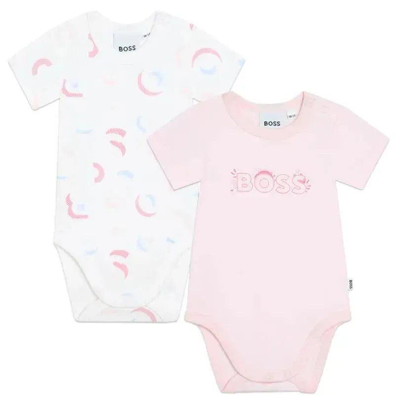 Hugo Boss Baby – 2Pk Baby Onesies Set, White/Pink
