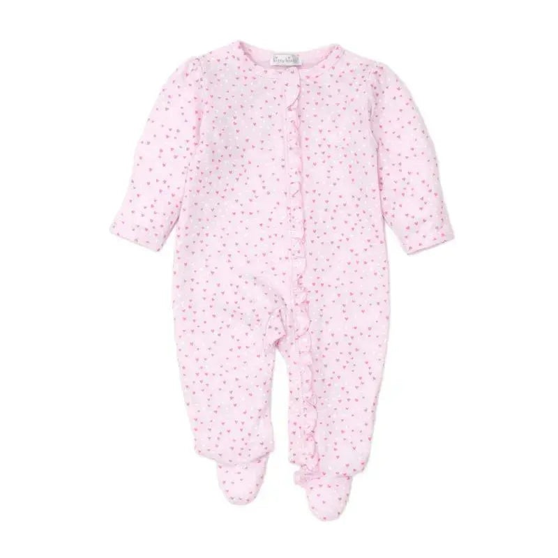 Kissy Kissy – Baby Girl Footie With Zip Hearts, White/Pink