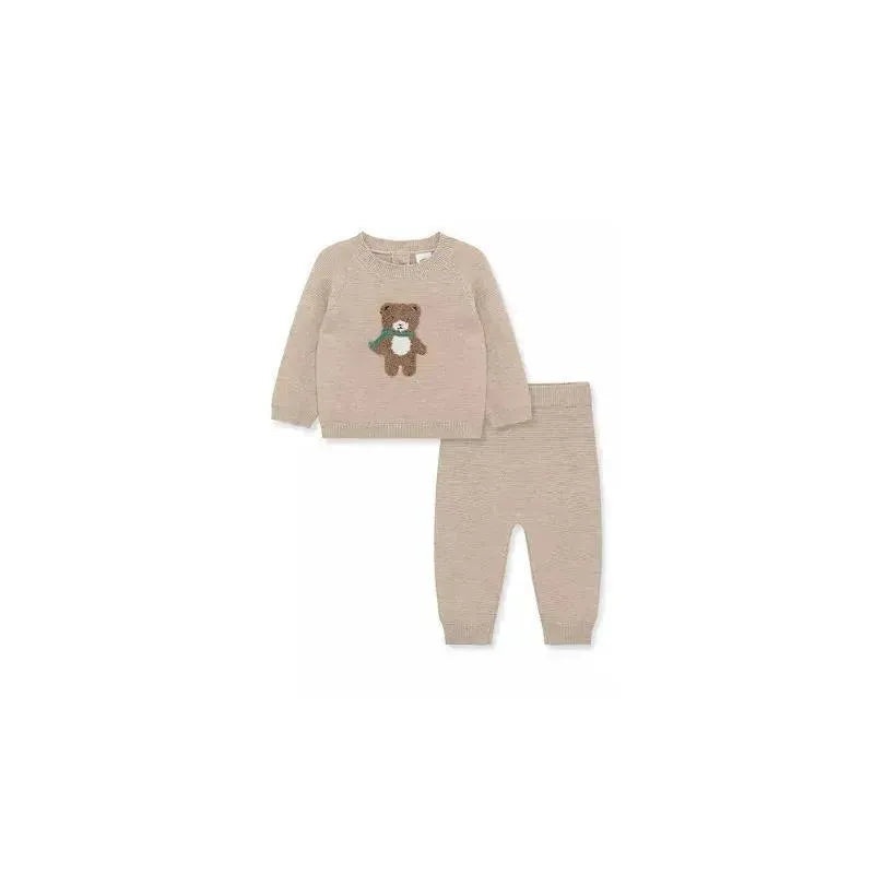 Little Me – Bear Sweater Set, Tan