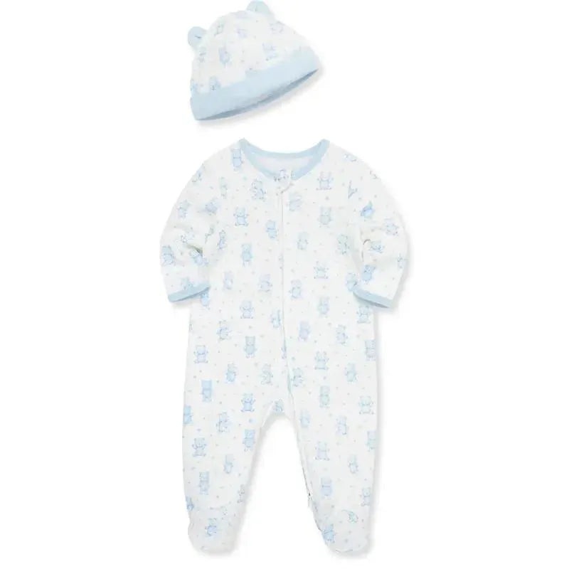 Little Me – Happy Bear Footie-Hat, Blue