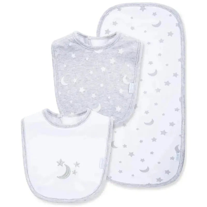 Little Me – Moon& Stars Bib-Burp, Grey