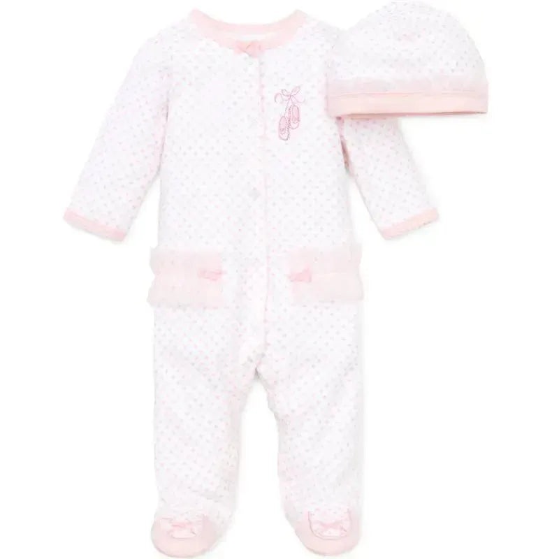 Little Me – Prima Ballerina Footie/Hat, White/Pink
