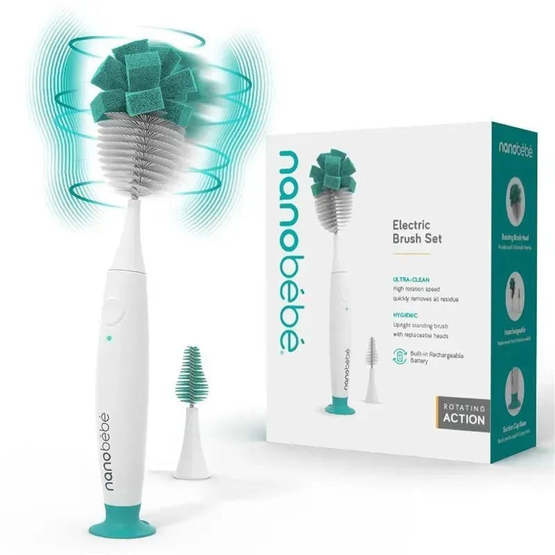 Nanobebe – E-Brush Baby Bottle Cleaner, Electric Bottle Cleaning Brush
