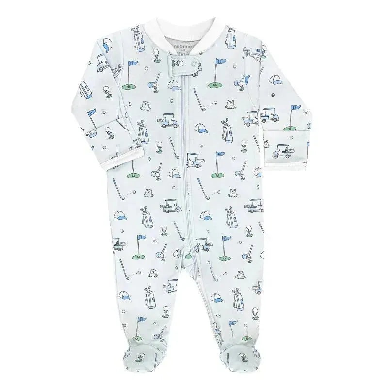 Noomie – Baby Boy Let’s Golf Zipper Footie, Blue
