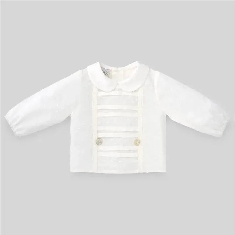 Paz Rodriguez – Baby Boy Woven Newborn Blouse Dulzura, Cream