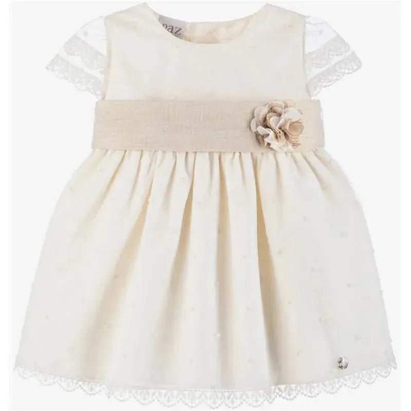 Paz Rodriguez – Baby Girls Ivory Tulle & Cotton Dress