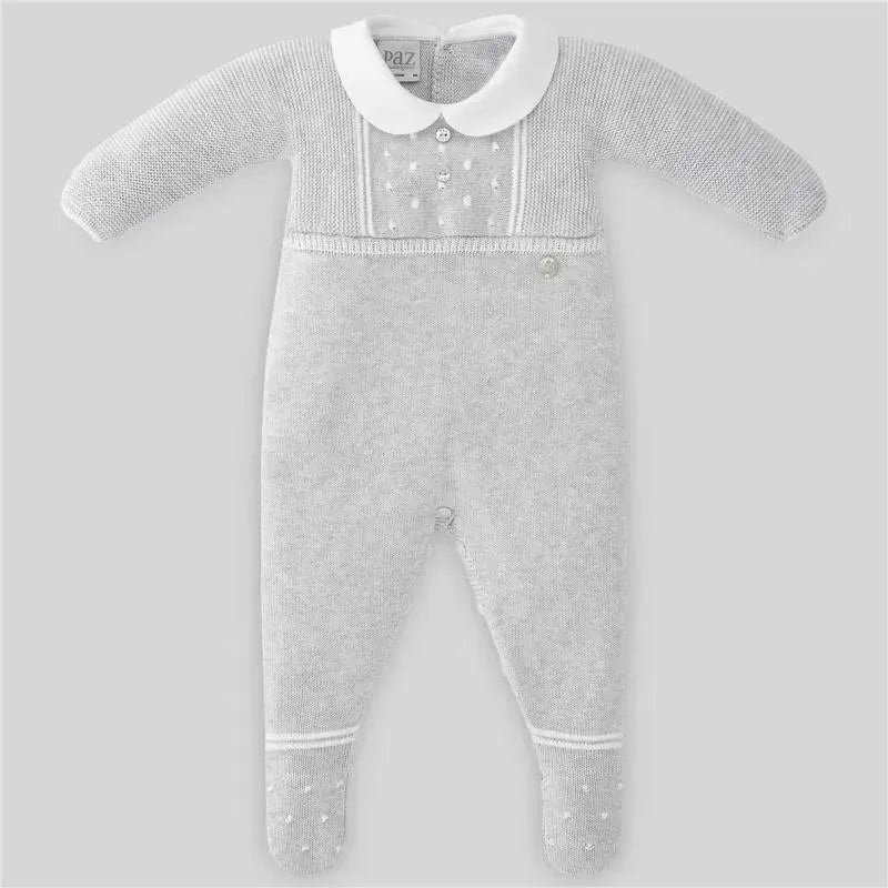 Paz Rodriguez – Baby Unisex Knit Romper Leda, Grey/White