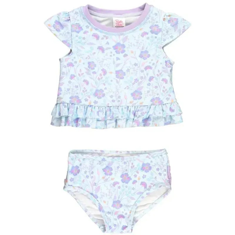 Rufflebutts – 2Pk Baby Girl Fairytale Garden Cap Sleeve Ruffle Hem Bikini