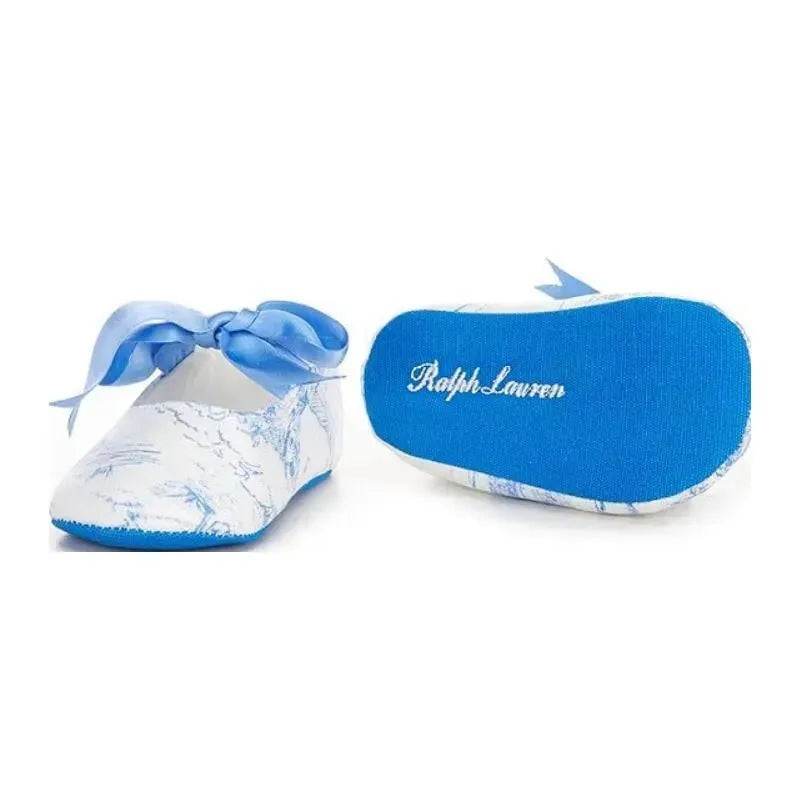 Polo Ralph Lauren Baby – Girls Briley II Mary Jane Crib Shoed, Light Blue Golf Toile