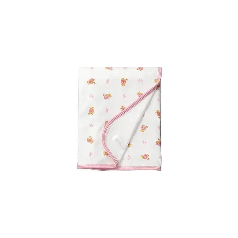 Ralph Lauren 100% Cotton Reversible Polo Bear Baby Blanket,Pink
