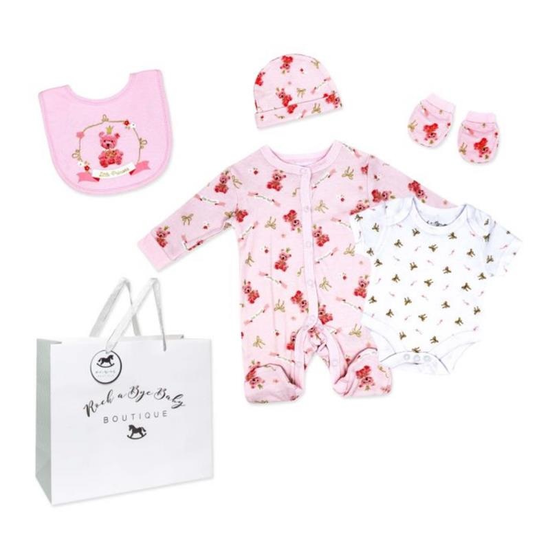 Rose Textiles – 5Pk Baby Girls Mesh Bag Set, Princess Bear