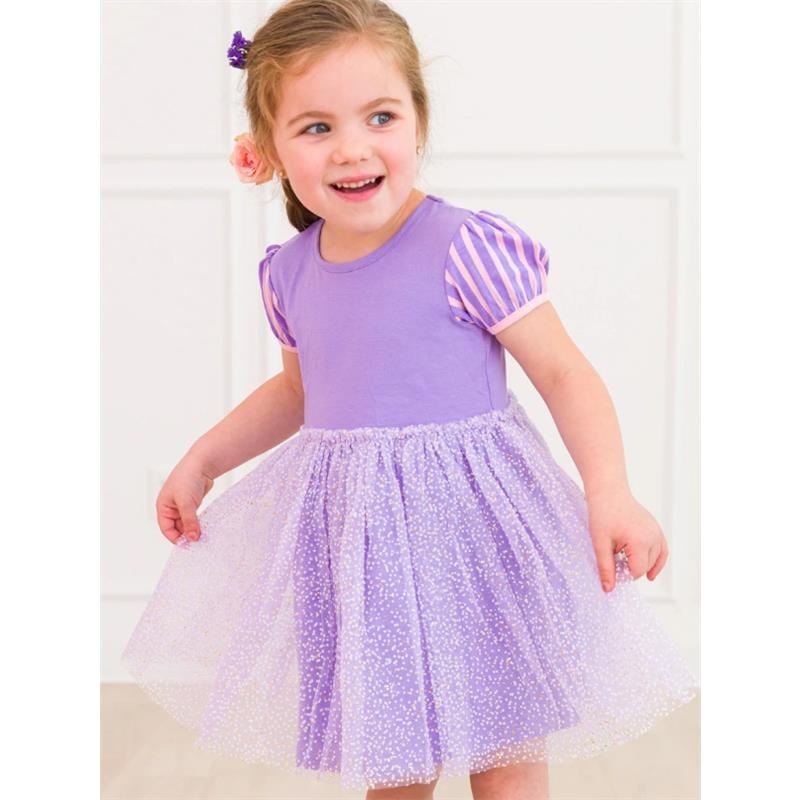 Rufflebutts – Baby Girl Amethyst Short Sleeve Bow Twirl Dress