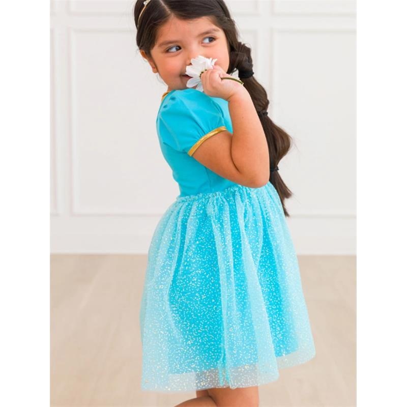Rufflebutts – Baby Girl Blue Short Sleeve Bow Twirl Dress