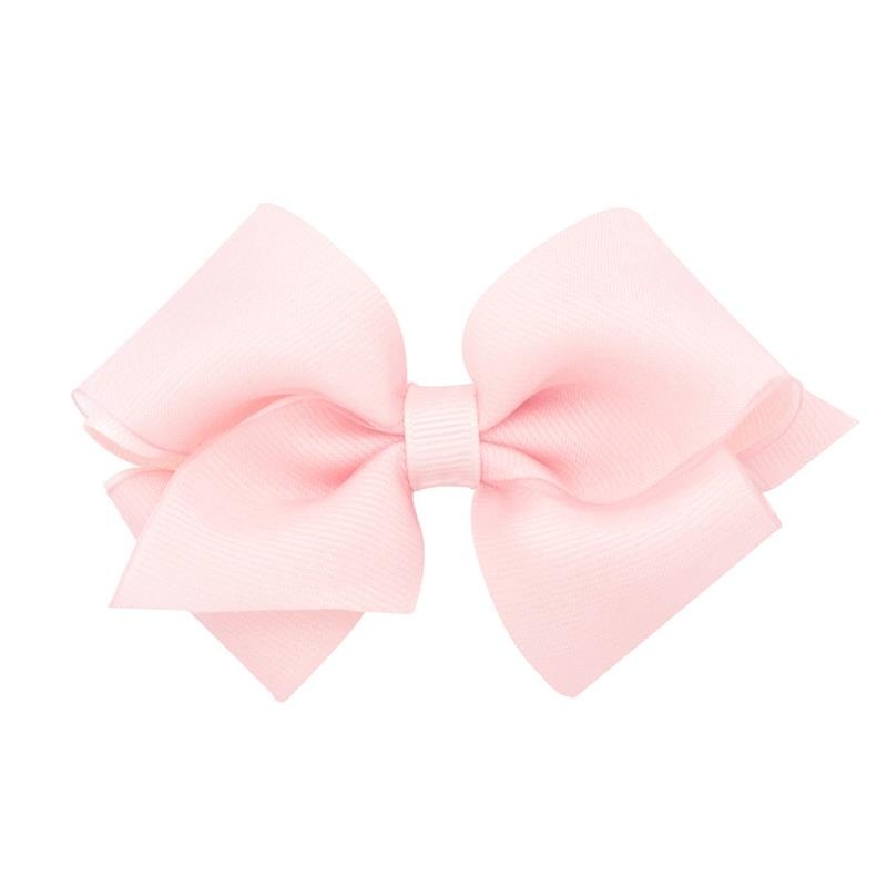 Wee Ones – Girls’ Grosgrain Hair Bows with Organza Overlay on a WeeStay Clip, Extra Small, Light Pink